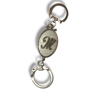 Vtg swank Silver tone Monogram Keychain “M” monogramed key ring detachable gift